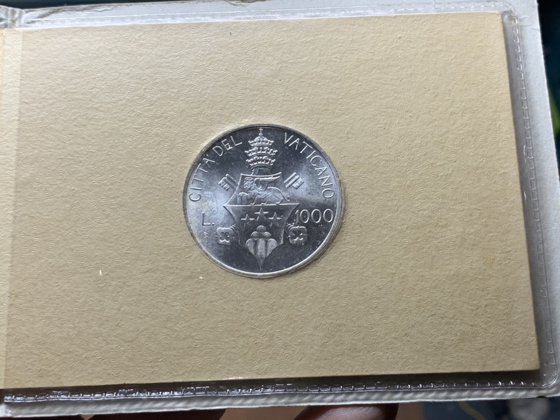 《竞宝斋》钱币微拍-第14场-本周日，周一2场连拍（全场顺丰包邮） 原装梵蒂冈1978年 教皇约翰保罗一世 1000里拉 银币