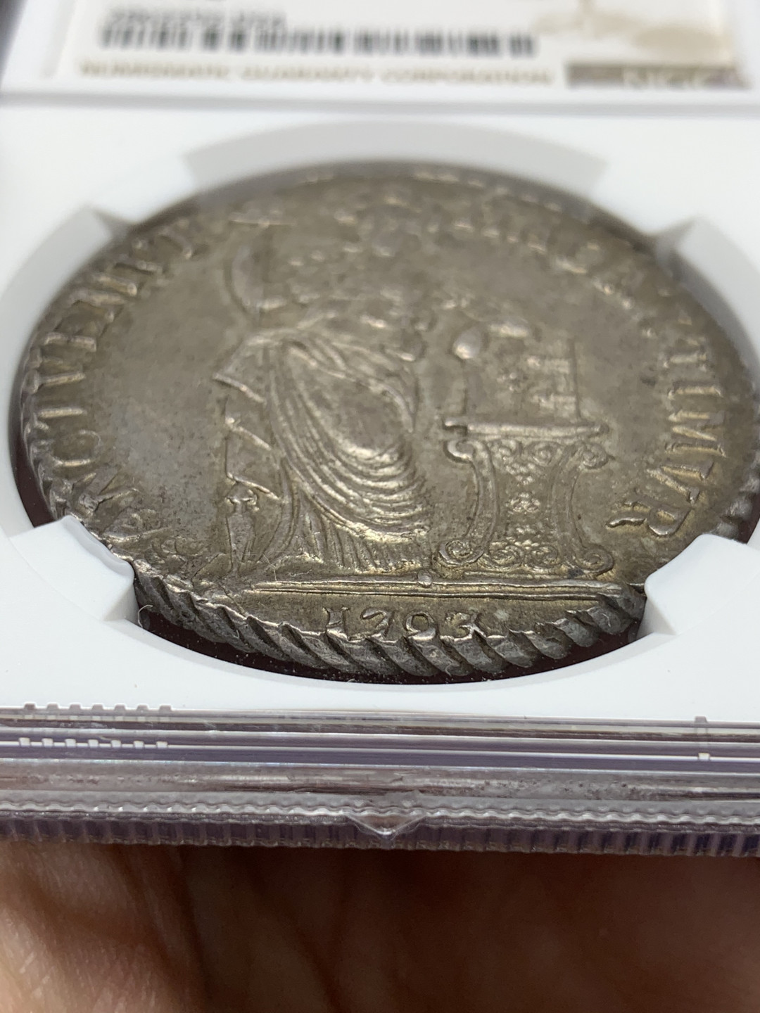 《竞宝斋》钱币微拍-第14场-本周日，周一2场连拍（全场顺丰包邮） NGC-MS62 荷兰 1793年 西弗里斯兰省 站人 3盾 原味老包浆 细节一流