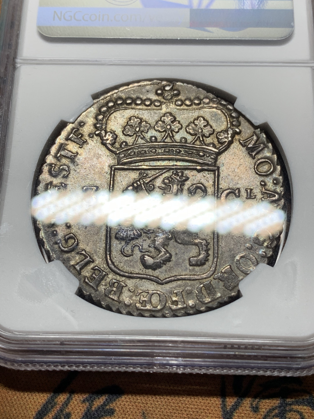 《竞宝斋》钱币微拍-第14场-本周日，周一2场连拍（全场顺丰包邮） NGC-MS62 荷兰 1793年 西弗里斯兰省 站人 3盾 原味老包浆 细节一流