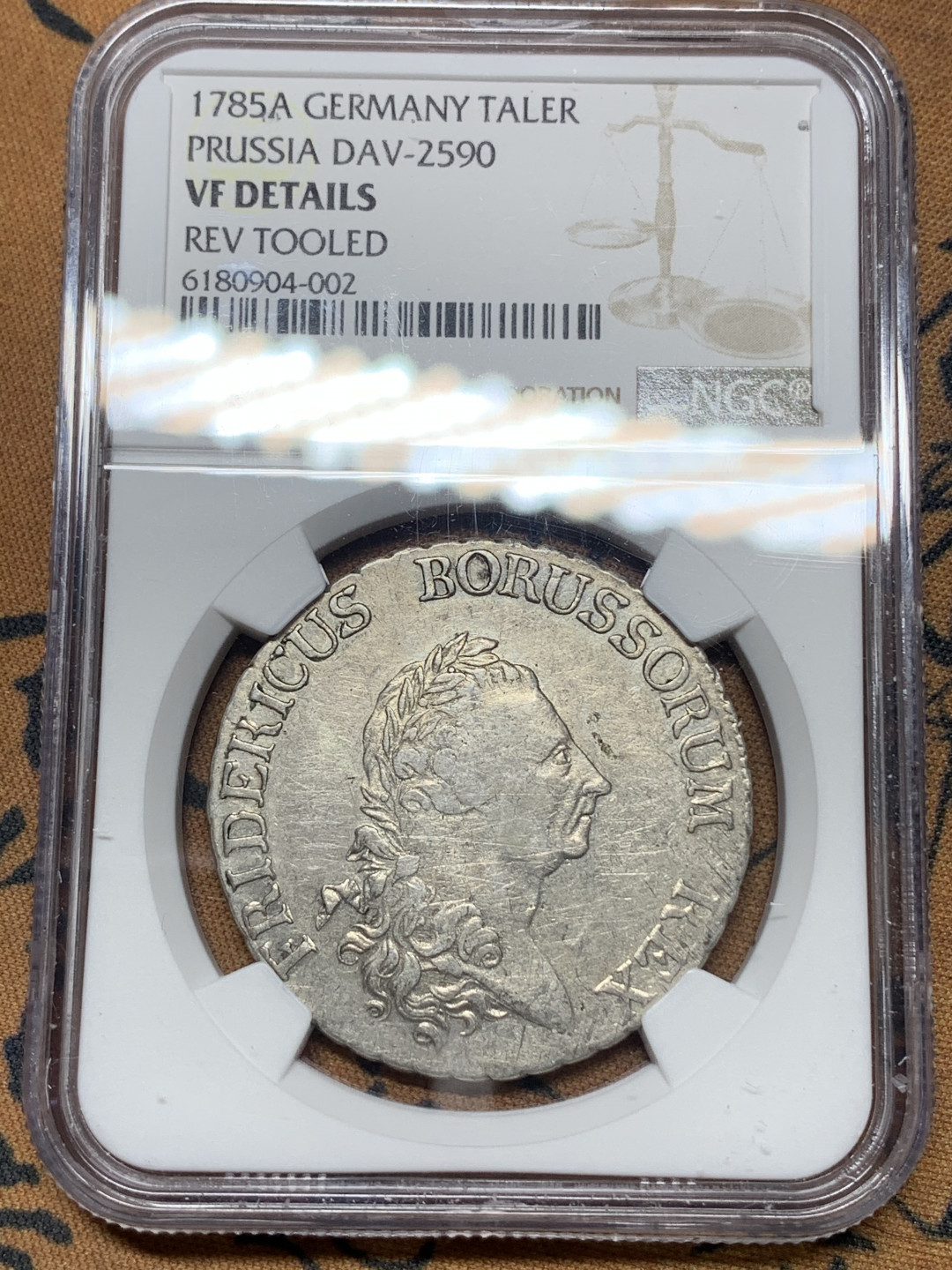 《竞宝斋》钱币微拍-第14场-本周日，周一2场连拍（全场顺丰包邮） NGC-VF 德国普鲁士 1785-A年 老鹰泰勒 银币 细节很好 低评