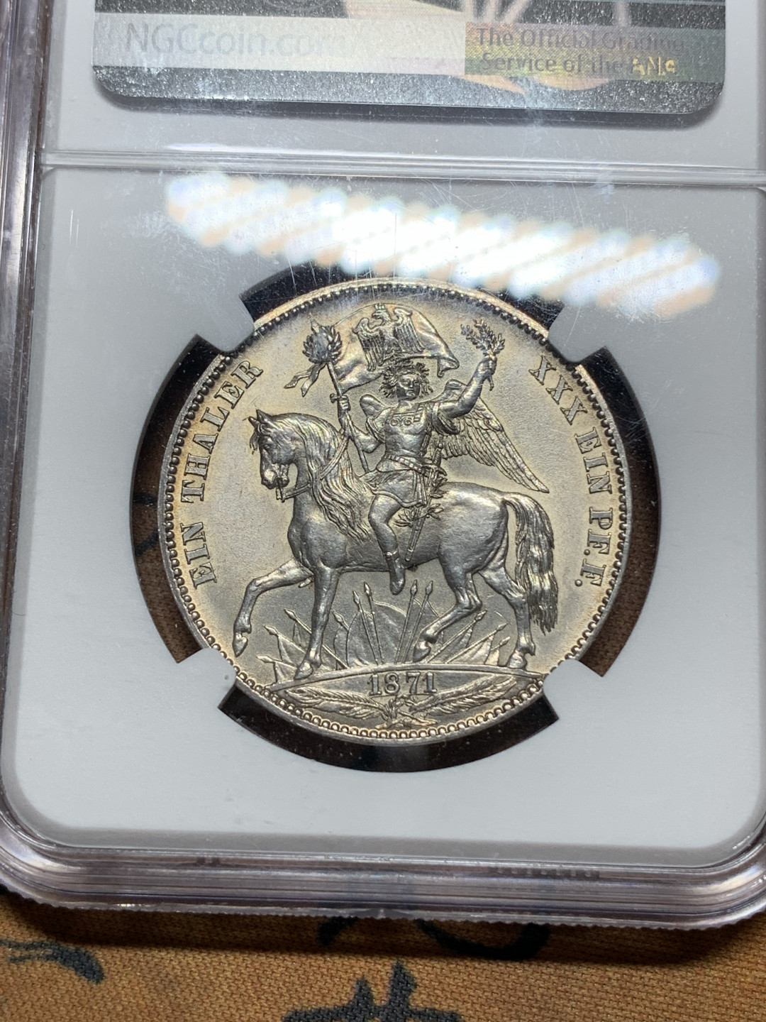 《竞宝斋》钱币微拍-第14场-本周日，周一2场连拍（全场顺丰包邮） NGC-MS62 德国 1871年胜利泰勒 