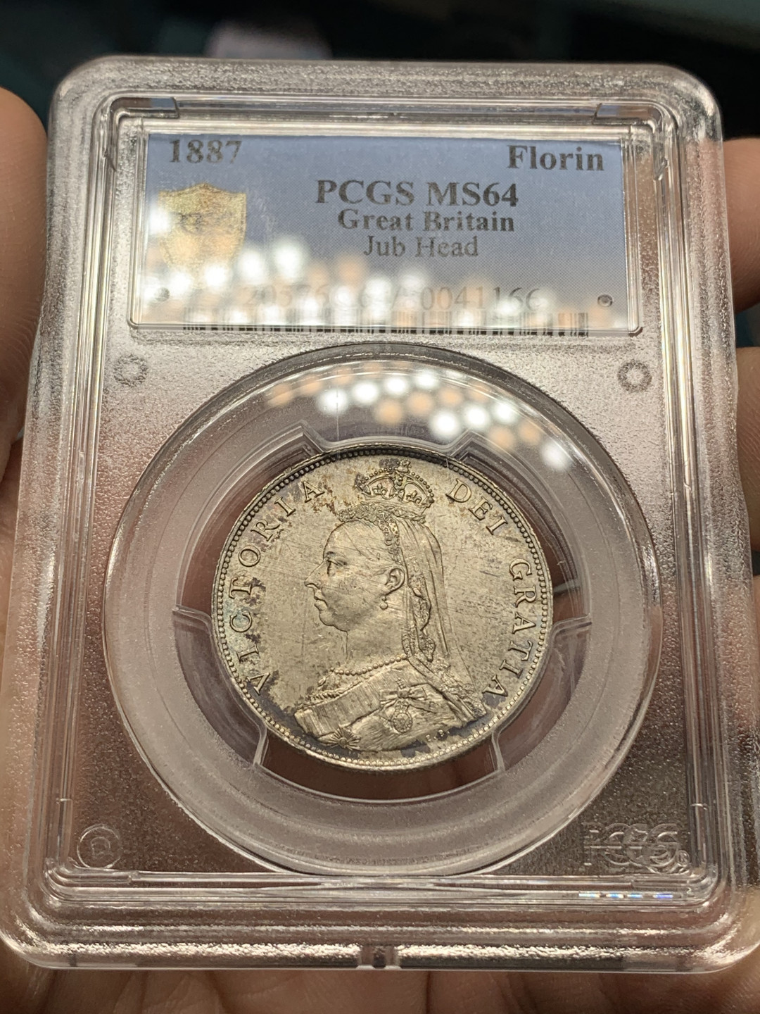 《竞宝斋》钱币微拍-第14场-本周日，周一2场连拍（全场顺丰包邮） PCGS-MS64 英国高分维多利亚1887年福林 原味包浆  热门品种 