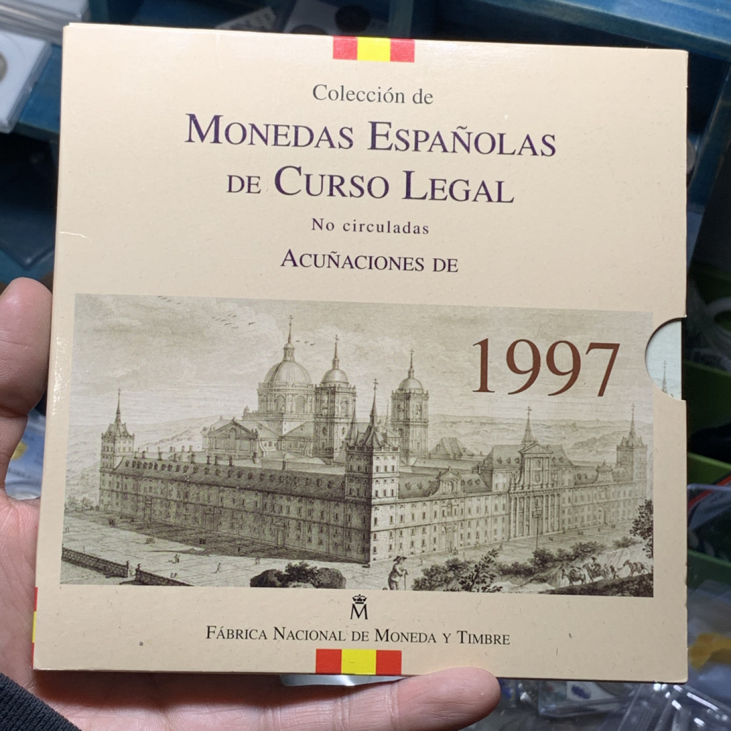 《竞宝斋》钱币微拍-第14场-本周日，周一2场连拍（全场顺丰包邮） 西班牙1997年卡装8枚装套币