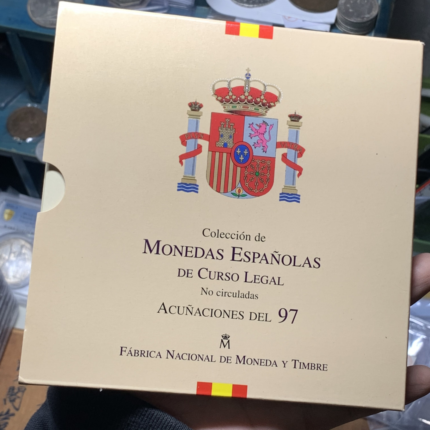 《竞宝斋》钱币微拍-第14场-本周日，周一2场连拍（全场顺丰包邮） 西班牙1997年卡装8枚装套币