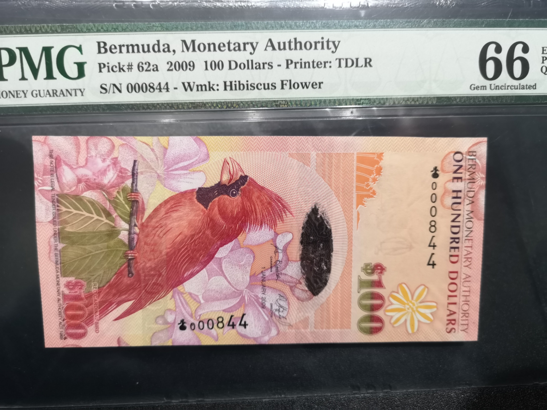 《外钞收藏家》第一百四十六期拍卖-超百件大拍场（本期106件） 2009年百慕大100刀 PMG66 洋葱冠 844百位号