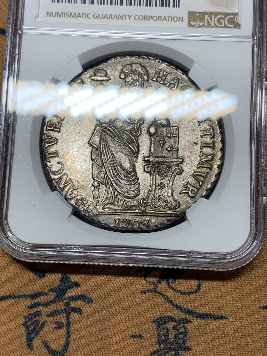 《竞宝斋》钱币微拍-第14场-本周日，周一2场连拍（全场顺丰包邮） NGC-MS62 荷兰 1793年 西弗里斯兰省 站人 3盾 原味老包浆 细节一流