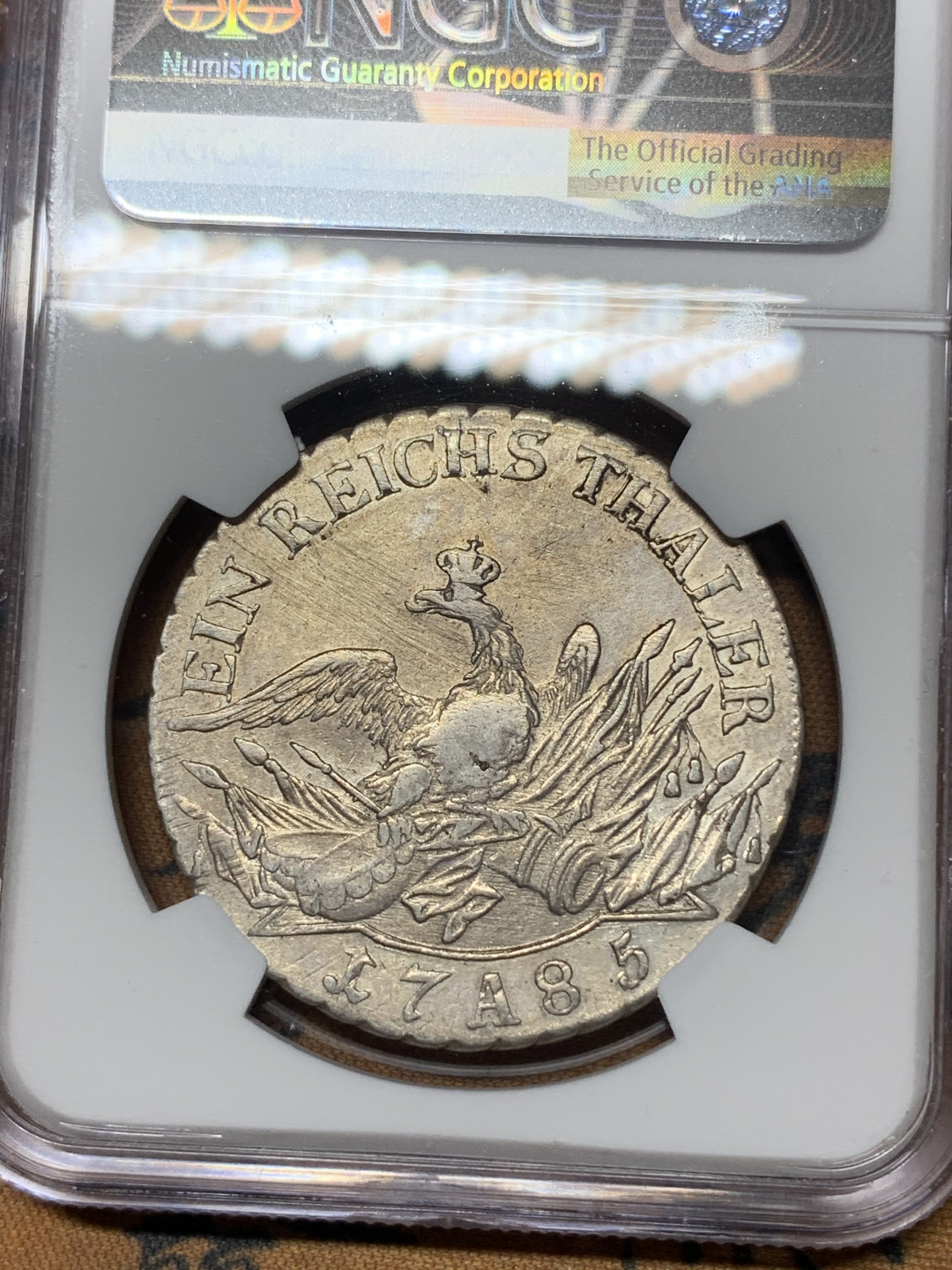 《竞宝斋》钱币微拍-第14场-本周日，周一2场连拍（全场顺丰包邮） NGC-VF 德国普鲁士 1785-A年 老鹰泰勒 银币 细节很好 低评