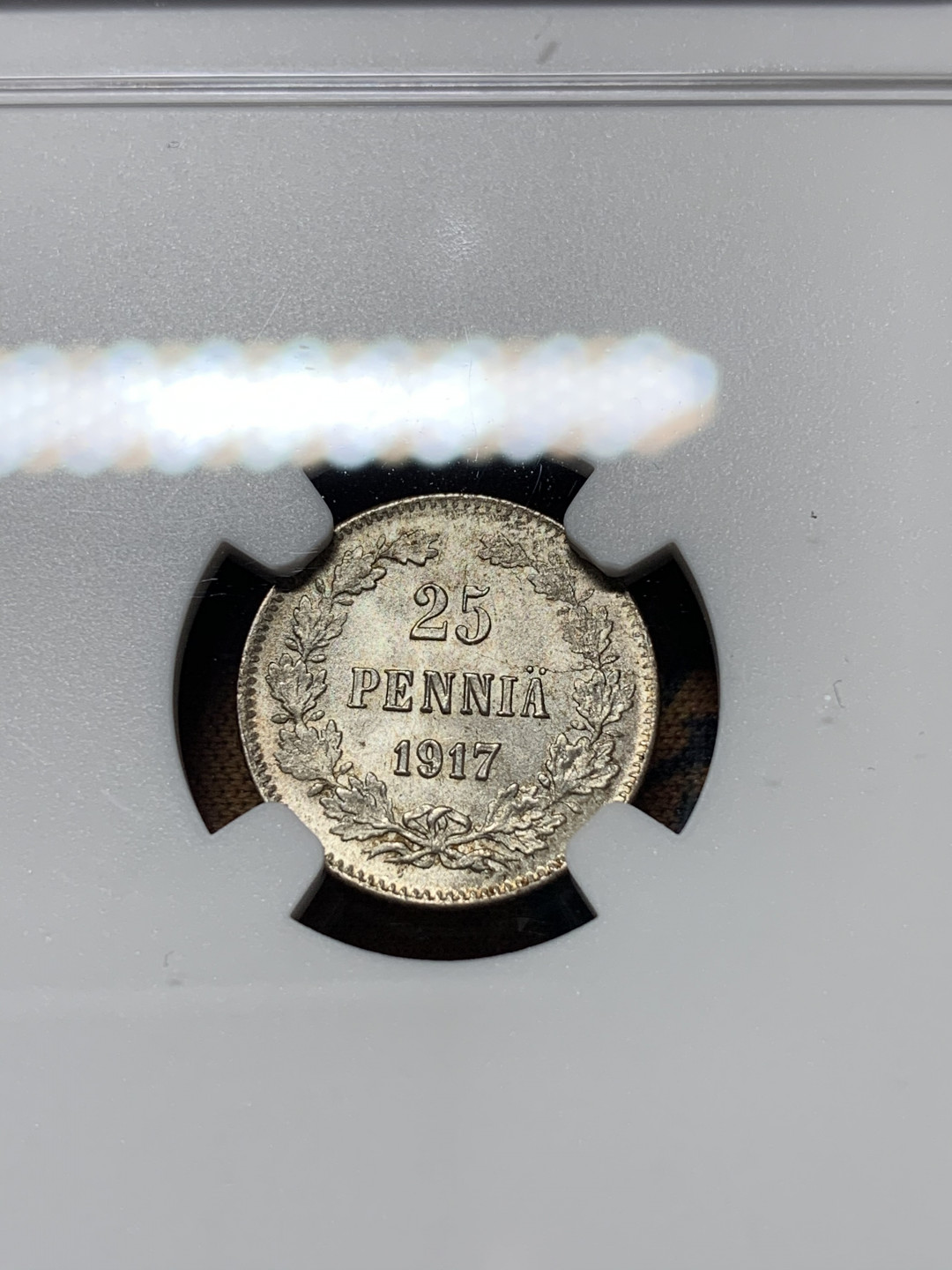 《竞宝斋》钱币微拍-第14场-本周日，周一2场连拍（全场顺丰包邮） NGC-MS64 芬兰 1917-S年 25分 银币 顶级品相