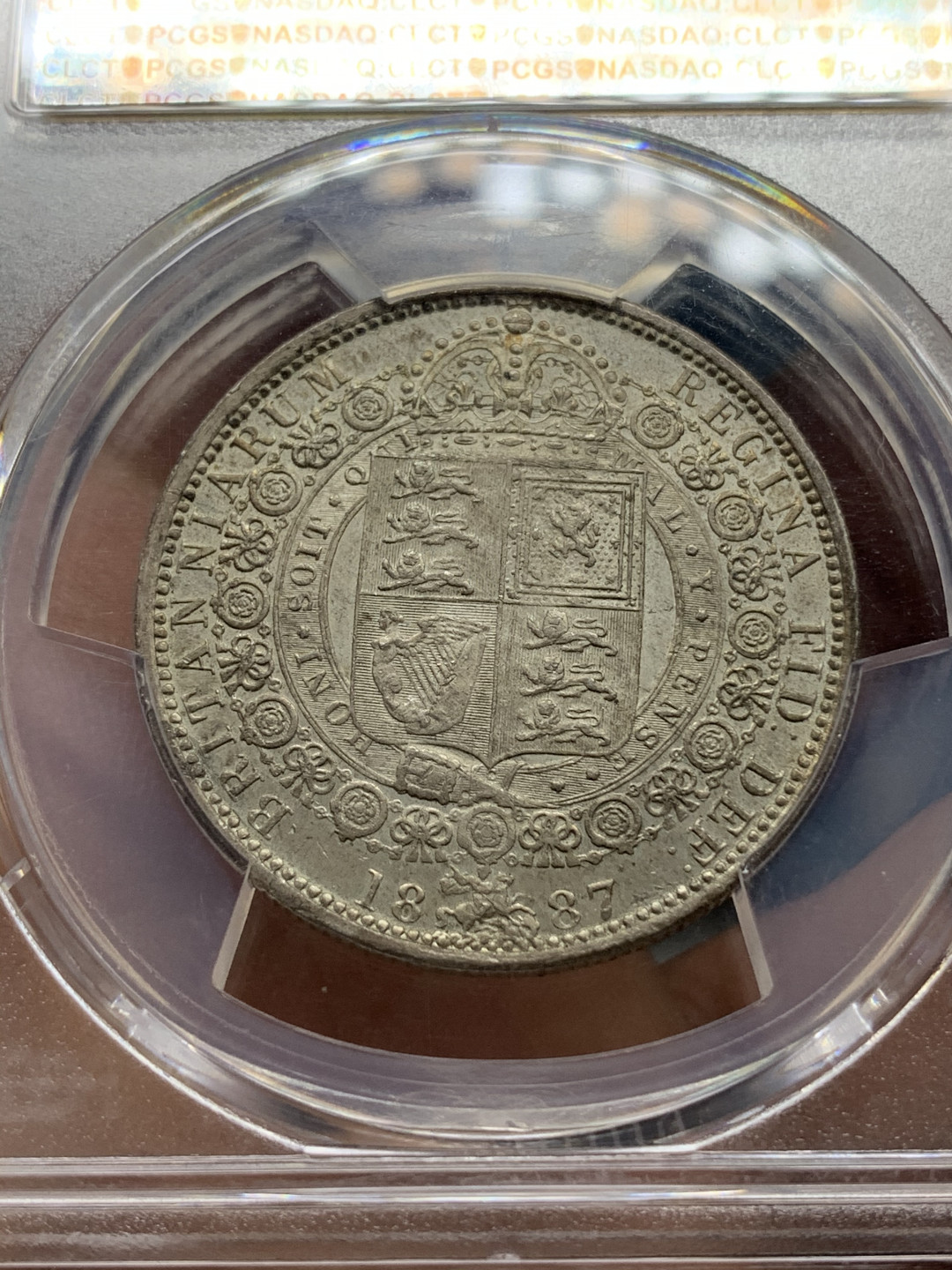 《竞宝斋》钱币微拍-第14场-本周日，周一2场连拍（全场顺丰包邮） PCGS-MS64 英国高分维多利亚1887年半克朗 原味包浆  热门品种 