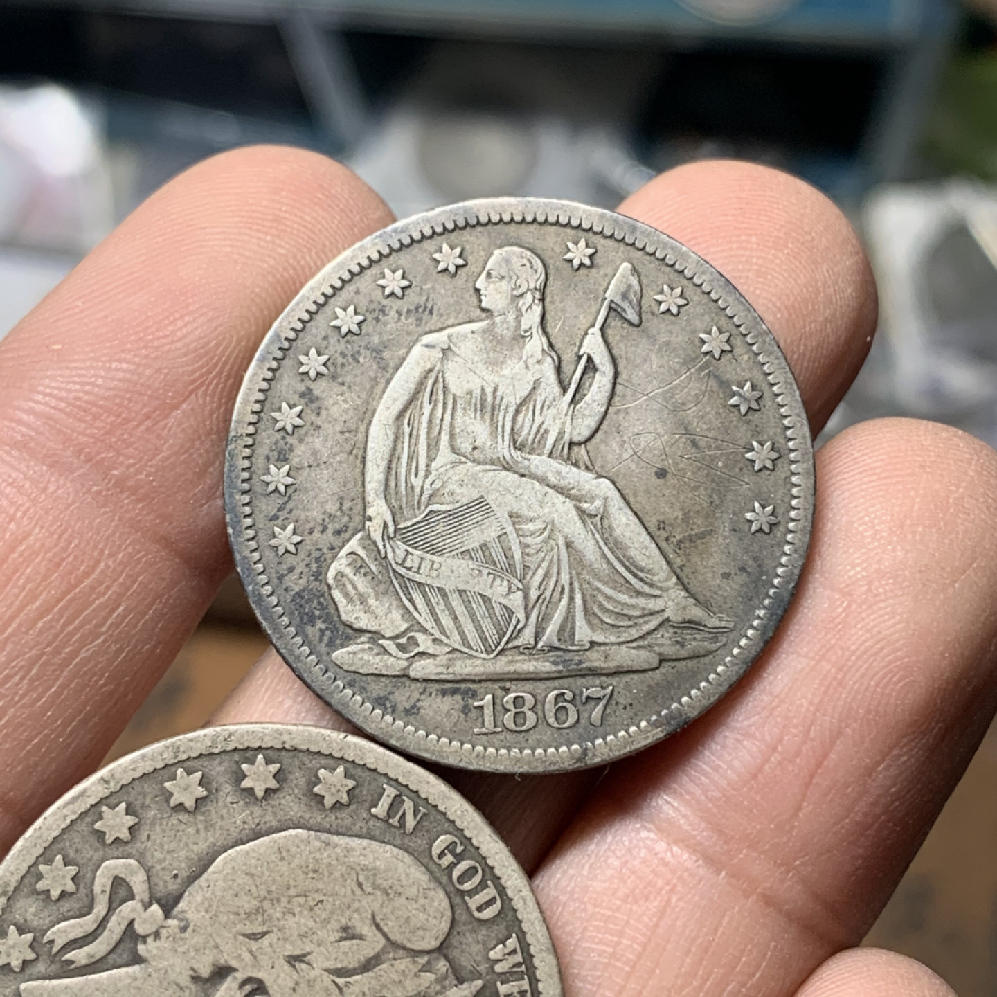 《竞宝斋》钱币微拍-第14场-本周日，周一2场连拍（全场顺丰包邮） 美国早期半美元两枚一组