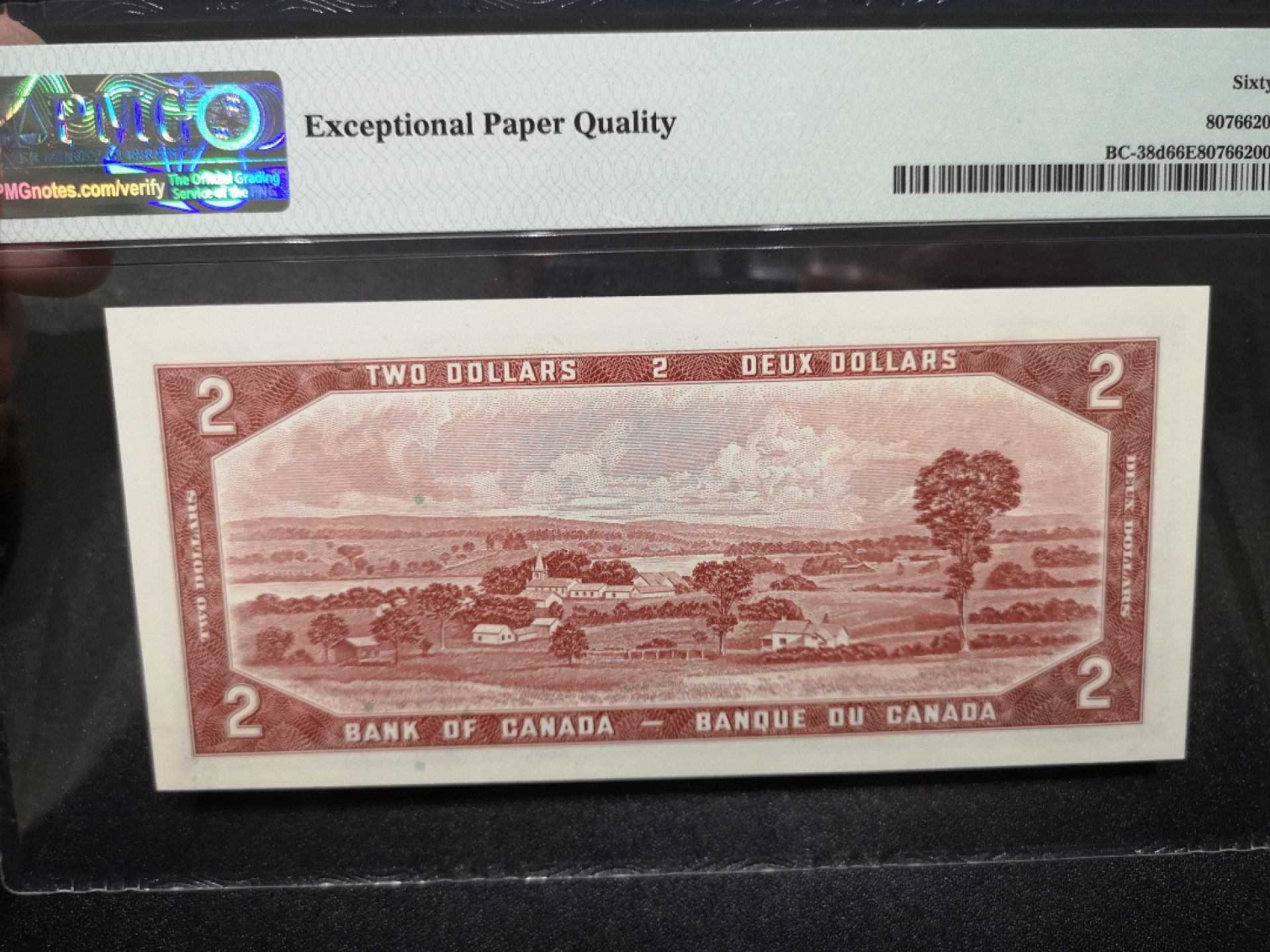 《外钞收藏家》第一百四十六期拍卖-超百件大拍场（本期106件） 1954年加拿大风景版2加元 PMG66