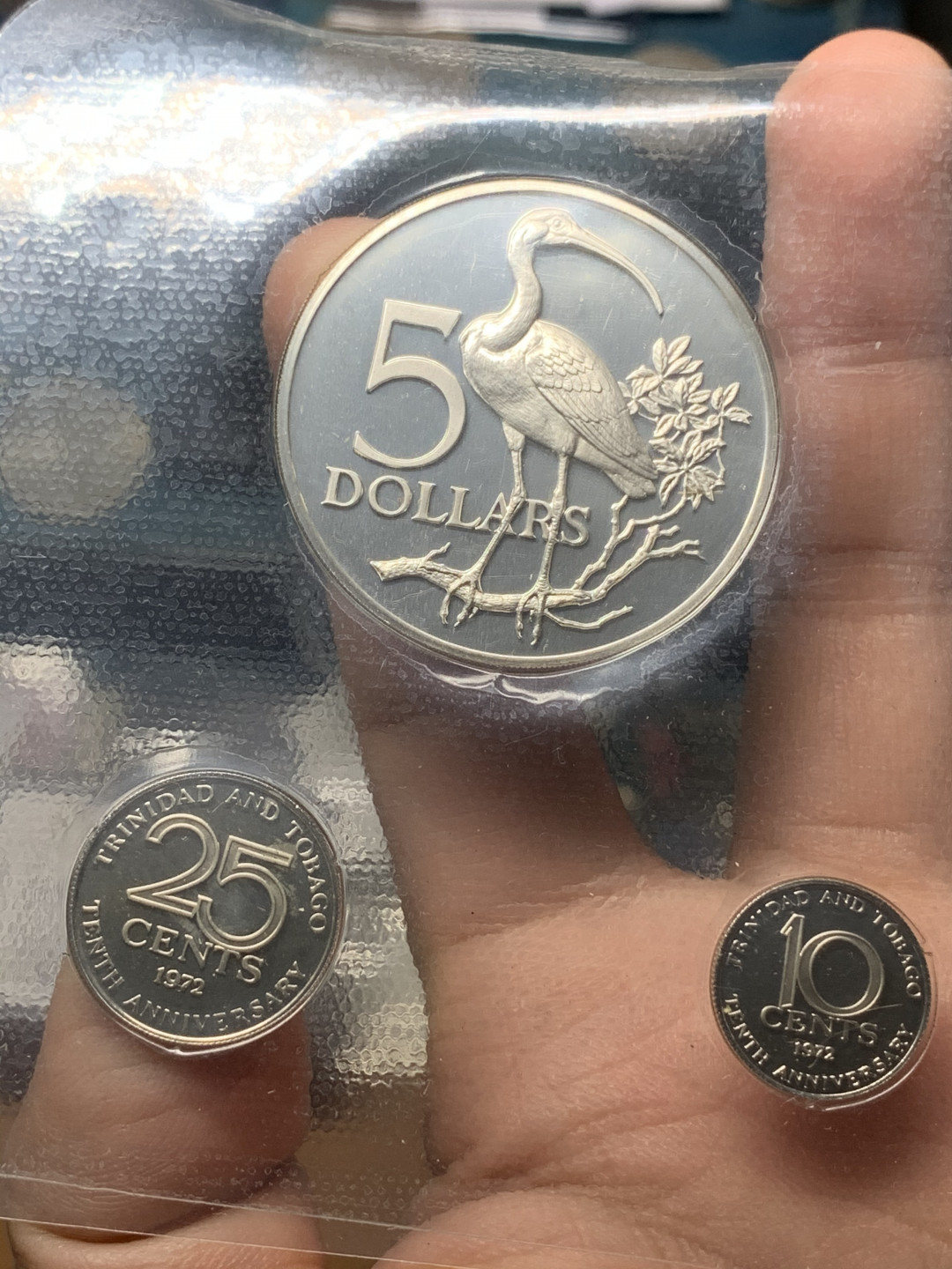 《竞宝斋》钱币微拍-第14场-本周日，周一2场连拍（全场顺丰包邮） 特立尼达和多巴哥1972年 含一枚银币29.70克