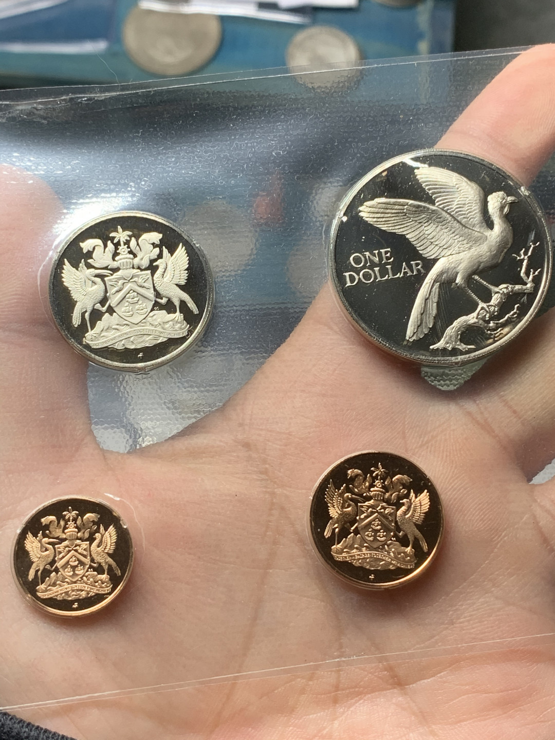 《竞宝斋》钱币微拍-第14场-本周日，周一2场连拍（全场顺丰包邮） 特立尼达和多巴哥1972年 含一枚银币29.70克