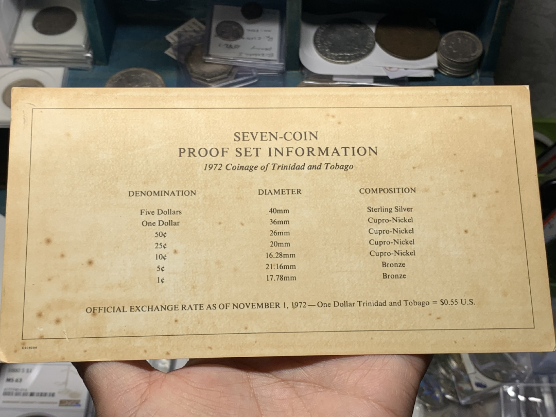 《竞宝斋》钱币微拍-第14场-本周日，周一2场连拍（全场顺丰包邮） 特立尼达和多巴哥1972年 含一枚银币29.70克