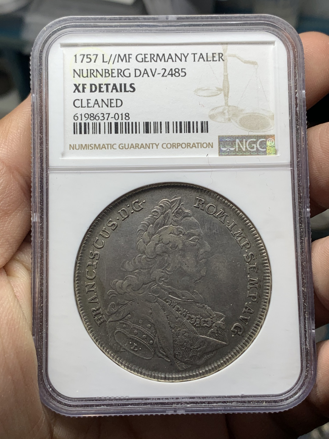 《竞宝斋》钱币微拍-第14场-本周日，周一2场连拍（全场顺丰包邮） NGC评级 德国 纽伦堡1757年 不死鸟老泰勒 银币