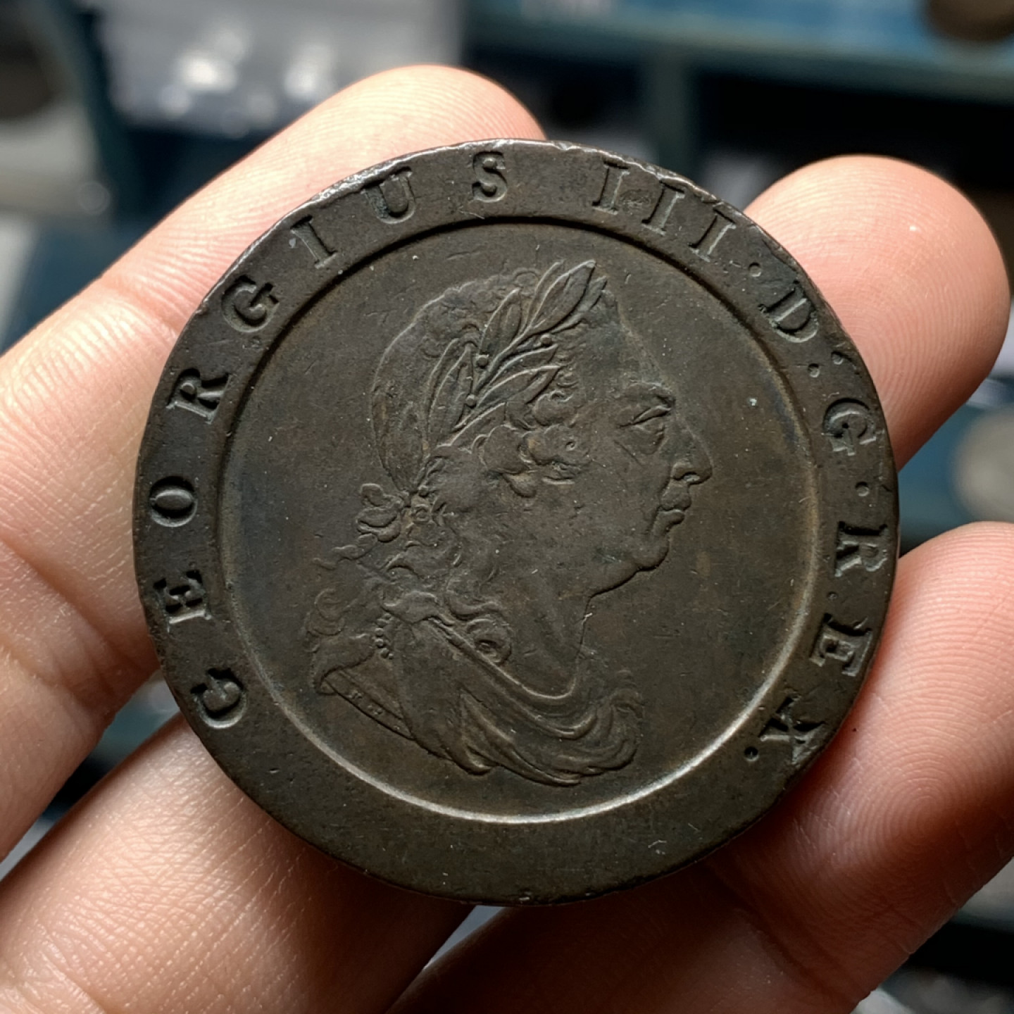 《竞宝斋》钱币微拍-第14场-本周日，周一2场连拍（全场顺丰包邮） 英国 1797年 2便士 大车轮 铜币