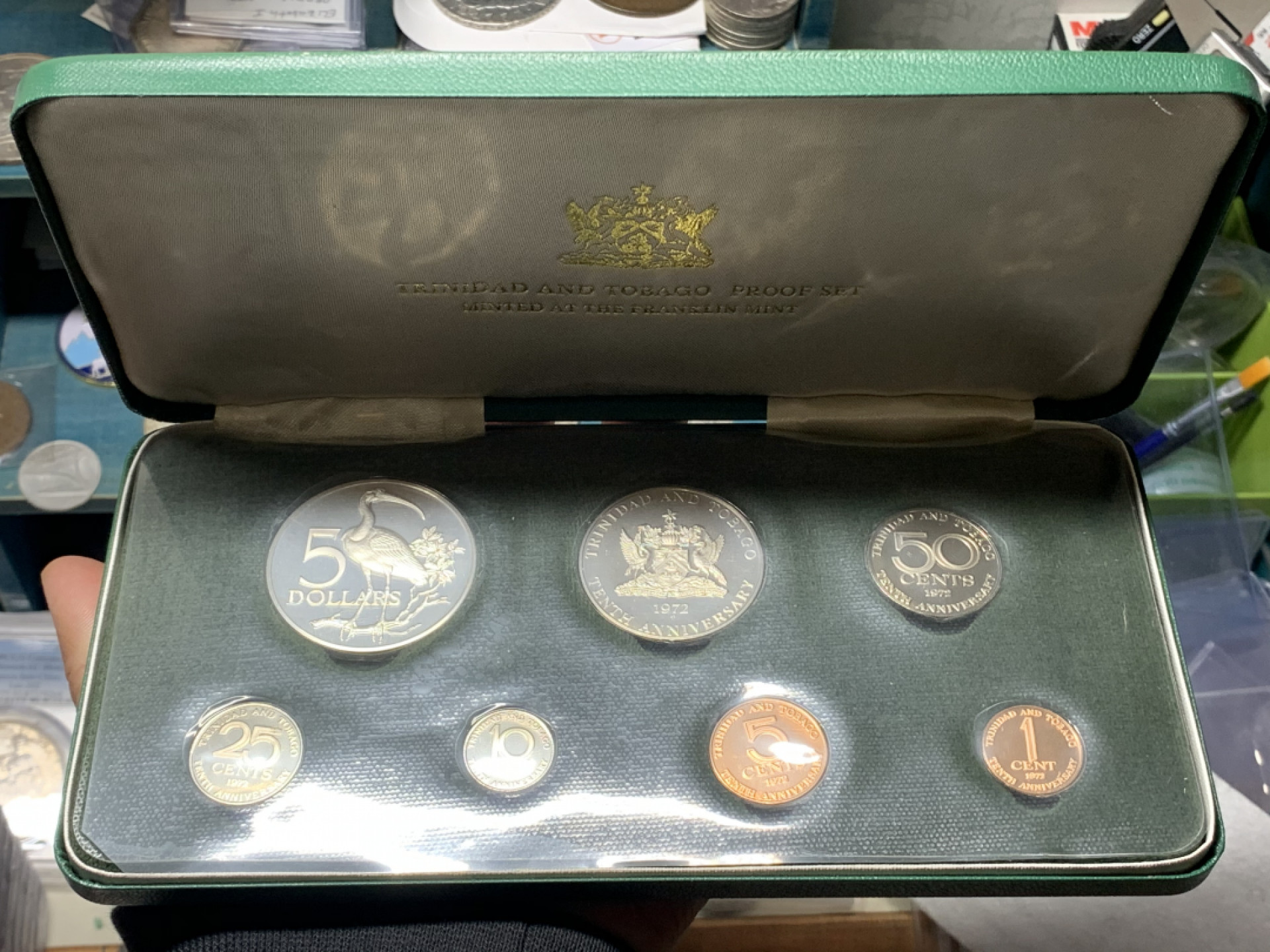 《竞宝斋》钱币微拍-第14场-本周日，周一2场连拍（全场顺丰包邮） 特立尼达和多巴哥1972年 含一枚银币29.70克