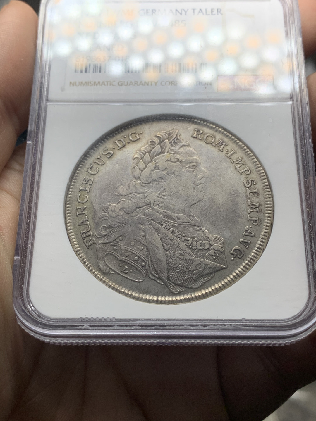 《竞宝斋》钱币微拍-第14场-本周日，周一2场连拍（全场顺丰包邮） NGC评级 德国 纽伦堡1757年 不死鸟老泰勒 银币