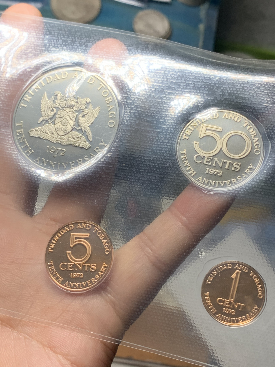 《竞宝斋》钱币微拍-第14场-本周日，周一2场连拍（全场顺丰包邮） 特立尼达和多巴哥1972年 含一枚银币29.70克