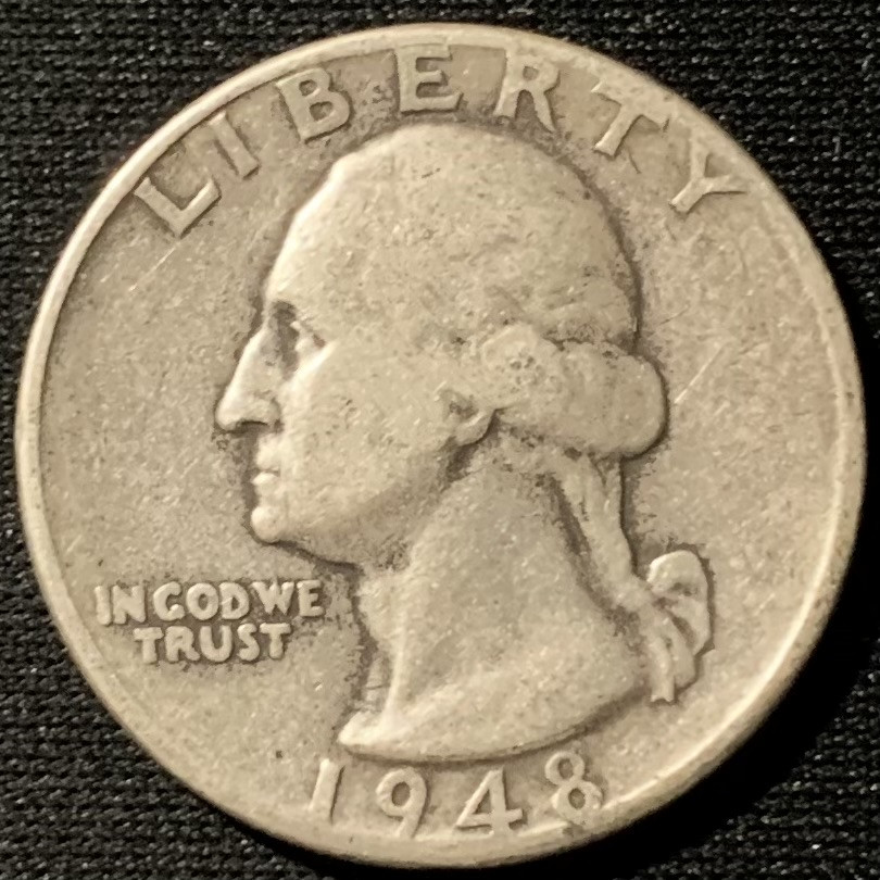 紫瑗钱币——第153期拍卖 美国 1948年 华盛顿 25美分 1/4美元 6.25克 0.9银