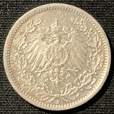 紫瑗钱币——第164期拍卖 - 德国 1914年 A版 第二帝国 1/2马克 2.78克 0.9银