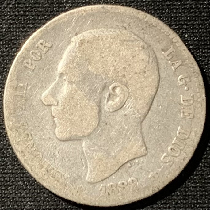 紫瑗钱币——第153期拍卖 西班牙 1882年 阿方索十二世 1比塞塔 5克 0.835银