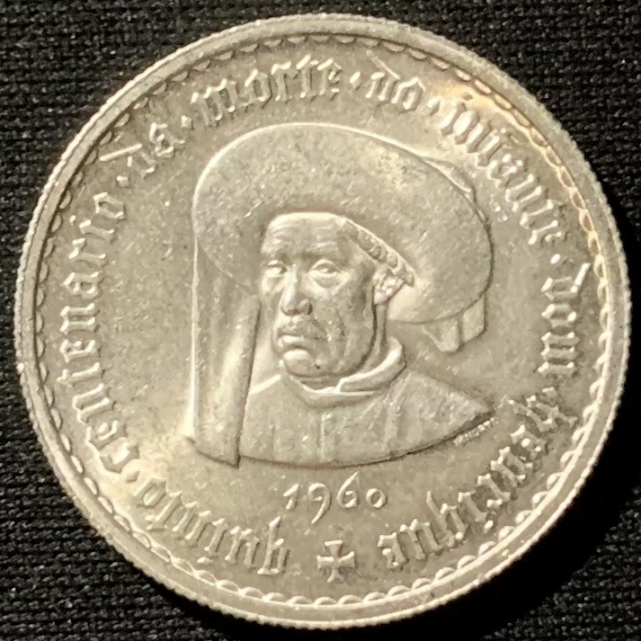 紫瑗钱币——第153期拍卖 葡萄牙 1960年 亨利王子500周年 5埃斯库多 7克 0.8银 UNC