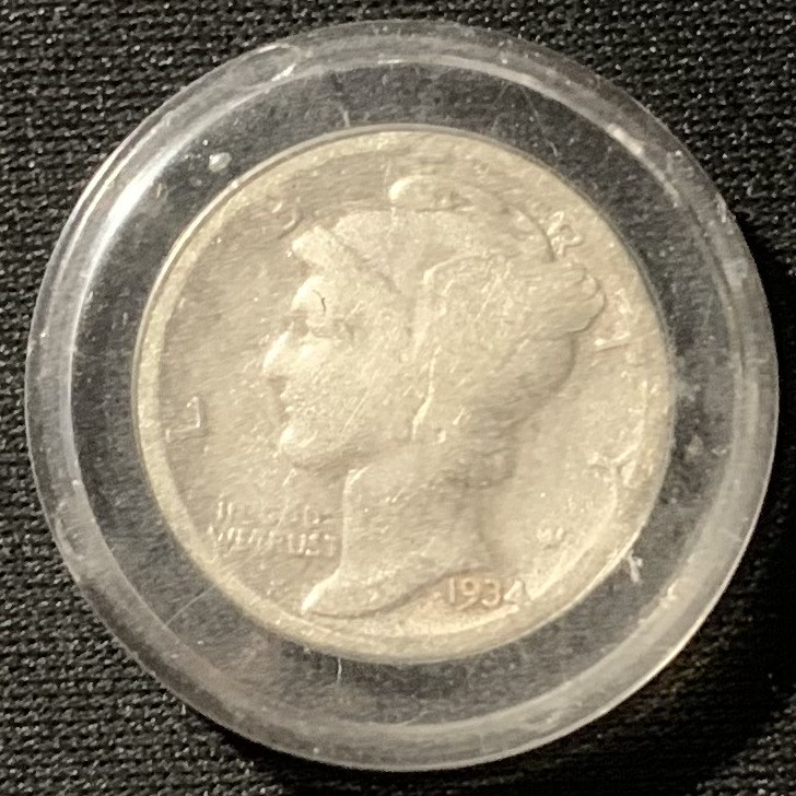 紫瑗钱币——第153期拍卖 美国 1934年 墨丘比利 小飞侠 10美分 2.5克 0.9银