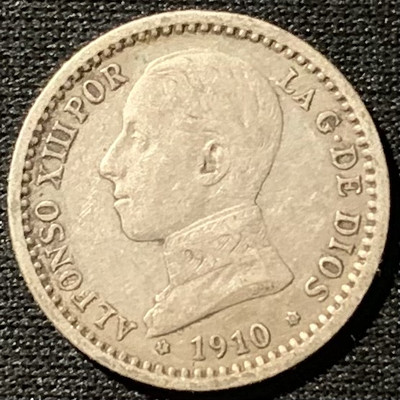 紫瑗钱币——第153期拍卖 - 西班牙 1910年 阿方索十三世 青年头 50分 2.5克 0.835银