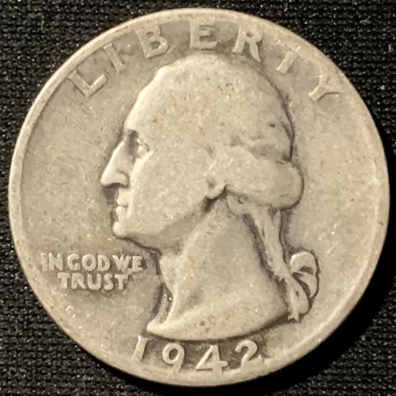 紫瑗钱币——第153期拍卖 美国 1942年 D版 华盛顿 25美分 1/4美元 6.25克 0.9银