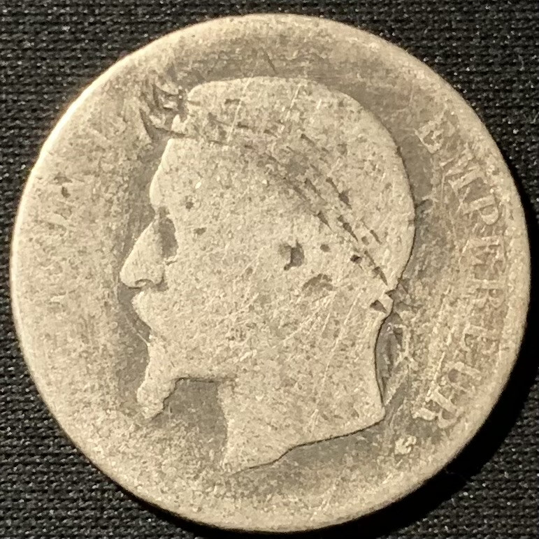 紫瑗钱币——第153期拍卖 法国 186X年 拿破仑三世 2法郎 10克 0.835银