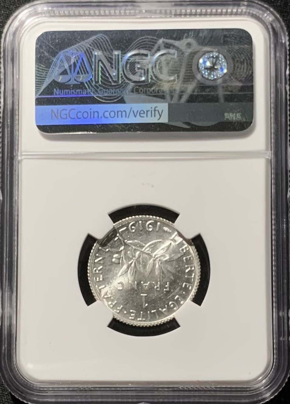 紫瑗钱币——第153期拍卖 法国 1919年 播种女神 1法郎 银币 NGC MS63