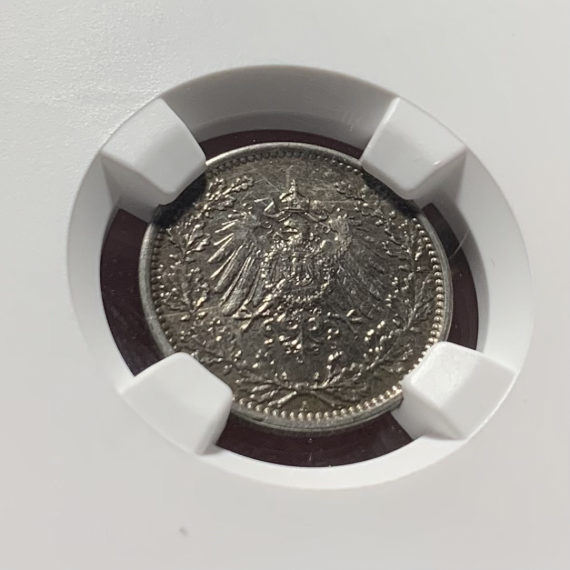 紫瑗钱币——第153期拍卖 德国 1918年 A版 第二帝国 1/2马克 银币 NGC MS64 漆黑包浆