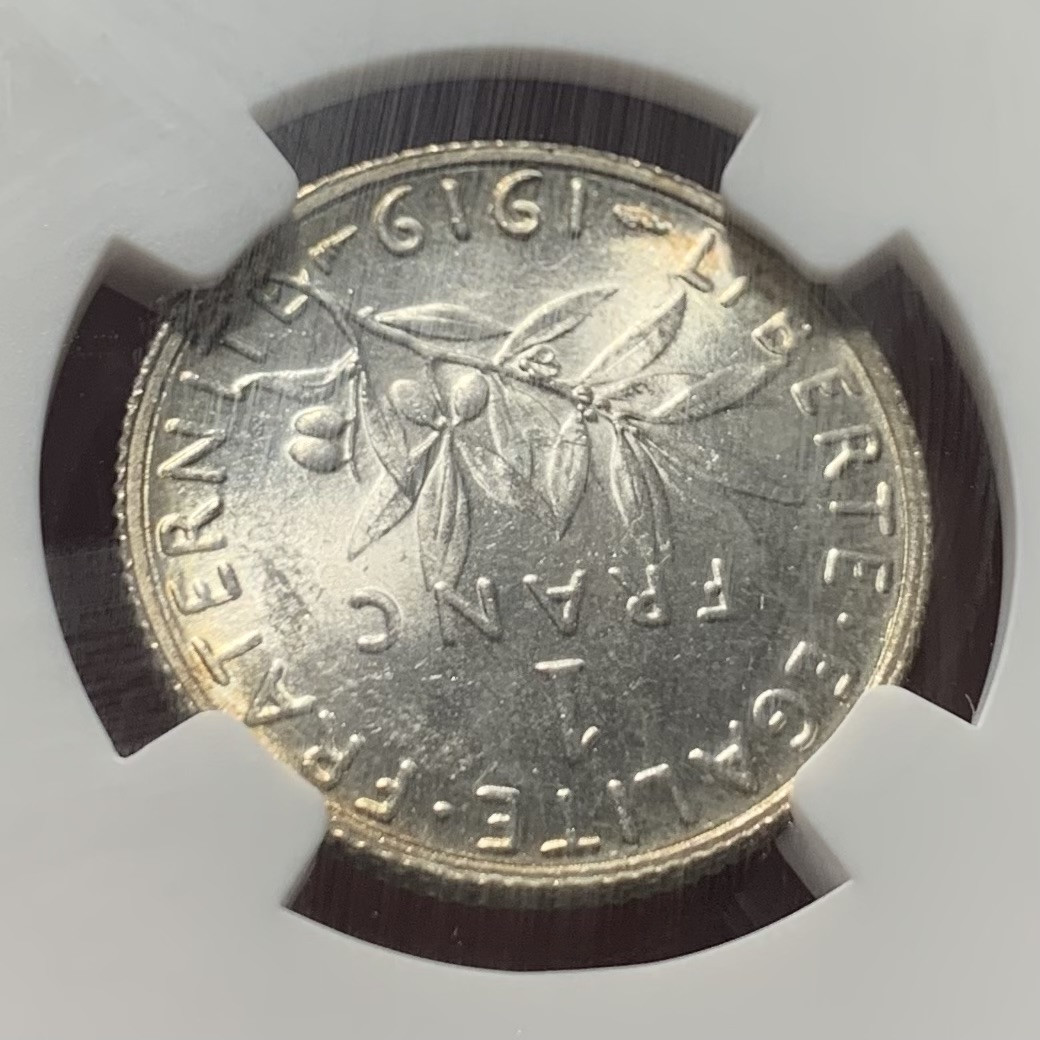 紫瑗钱币——第153期拍卖 法国 1919年 播种女神 1法郎 银币 NGC MS62 环彩