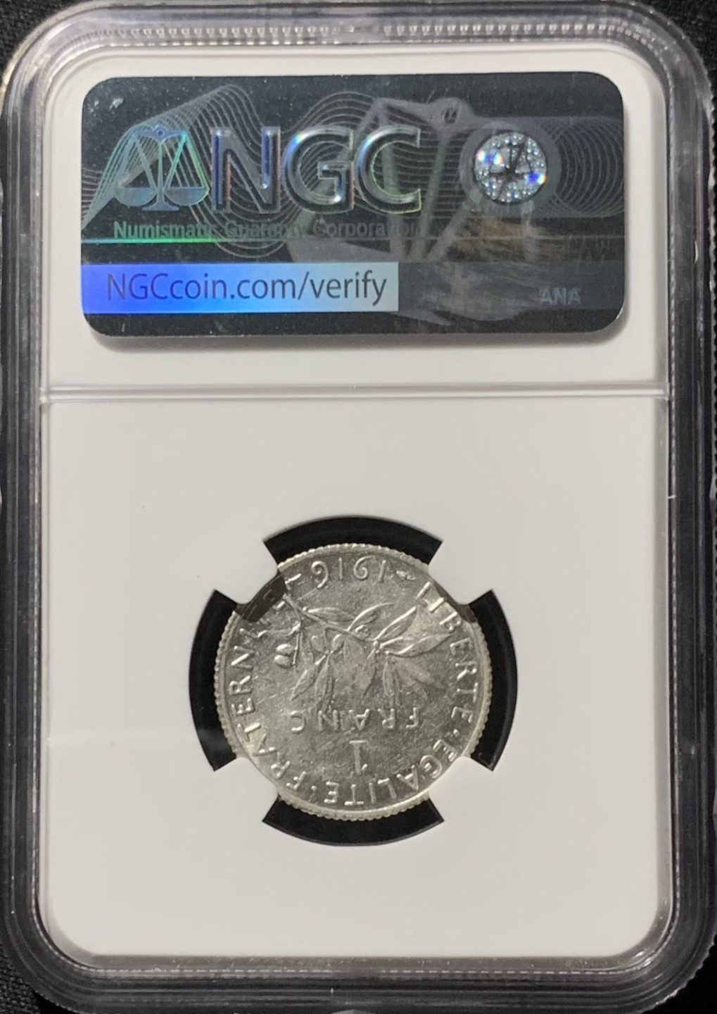 紫瑗钱币——第153期拍卖 法国 1916年 播种女神 1法郎 银币 NGC AU55
