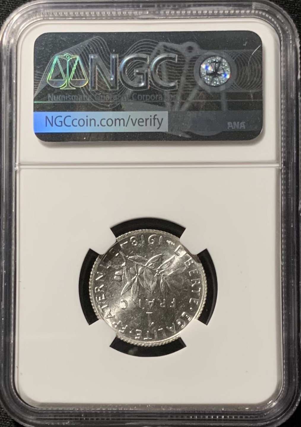 紫瑗钱币——第153期拍卖 法国 1918年 播种女神 1法郎 银币 NGC MS61