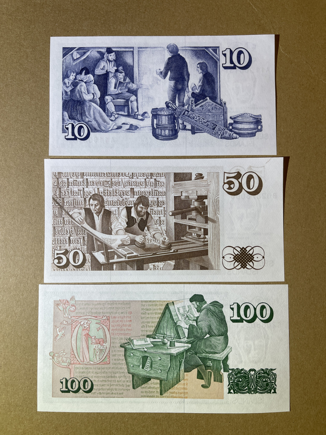 《张总收藏》42期—全新好钞 冰岛小套 10、50、100克朗 UNC 1961年版