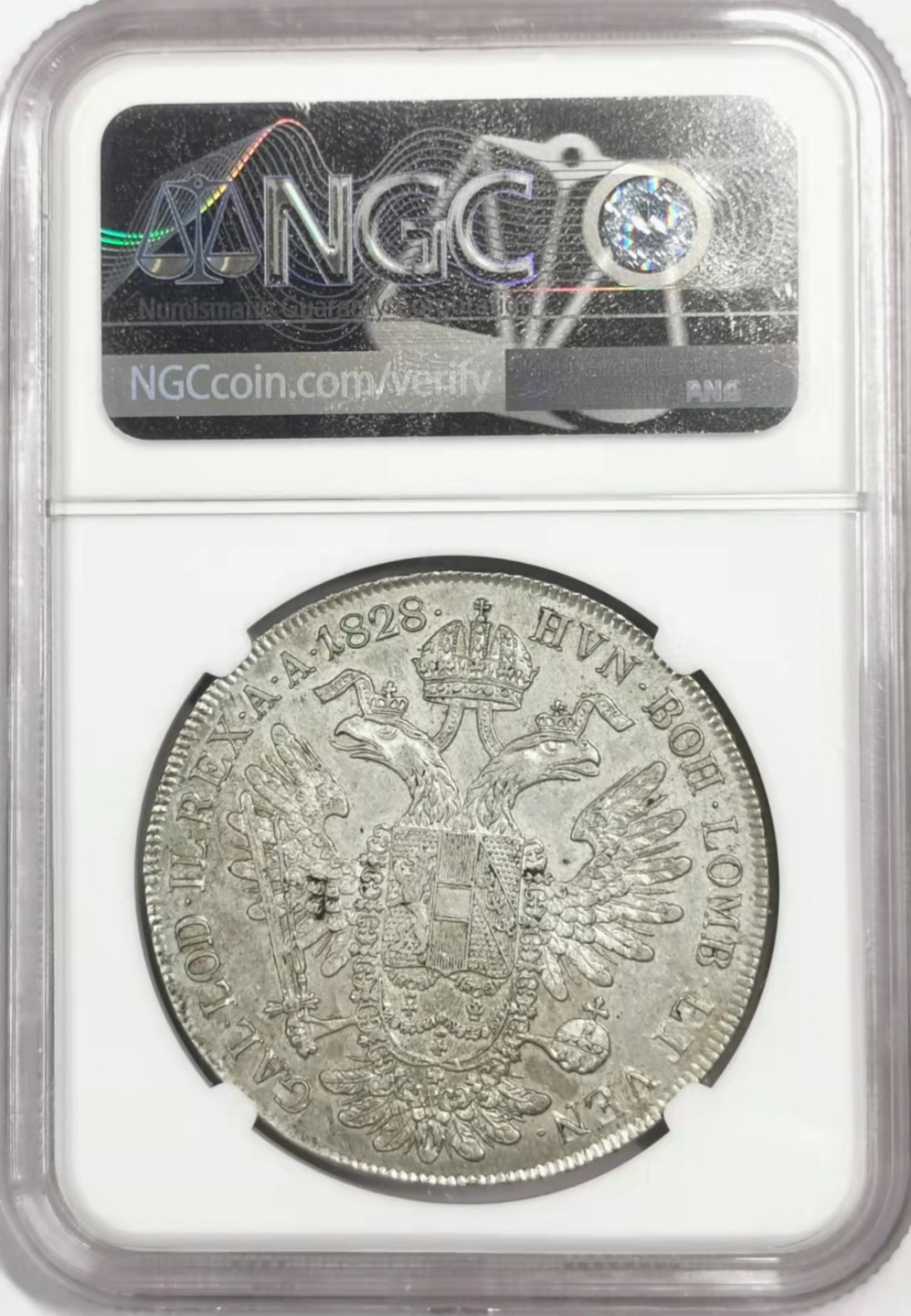 凡希社世界钱币微拍第一百七十八期 荐！1828A奥地利帝国佛朗兹一世泰勒大银NGC-MS62淡包浆