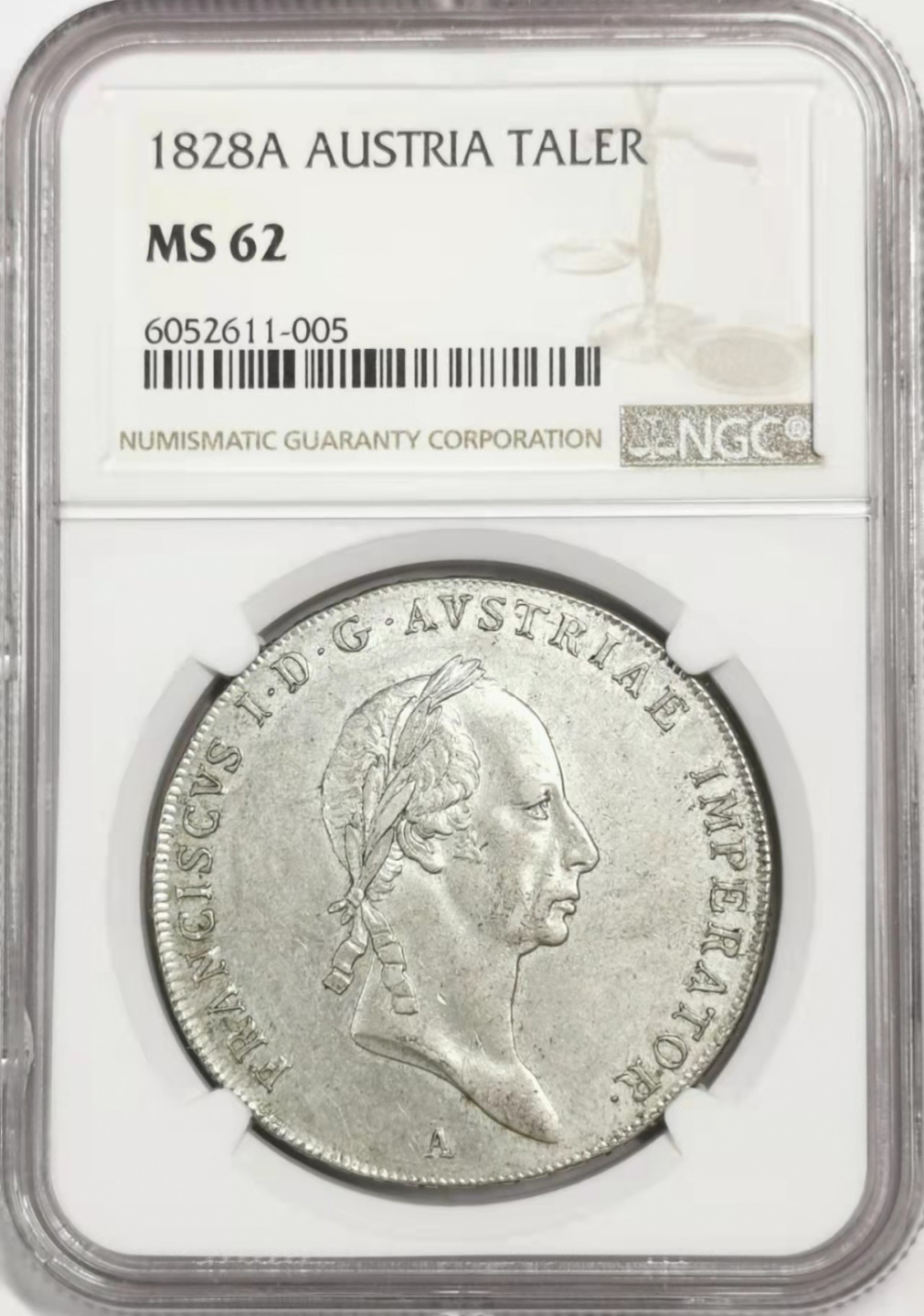 凡希社世界钱币微拍第一百七十八期 荐！1828A奥地利帝国佛朗兹一世泰勒大银NGC-MS62淡包浆