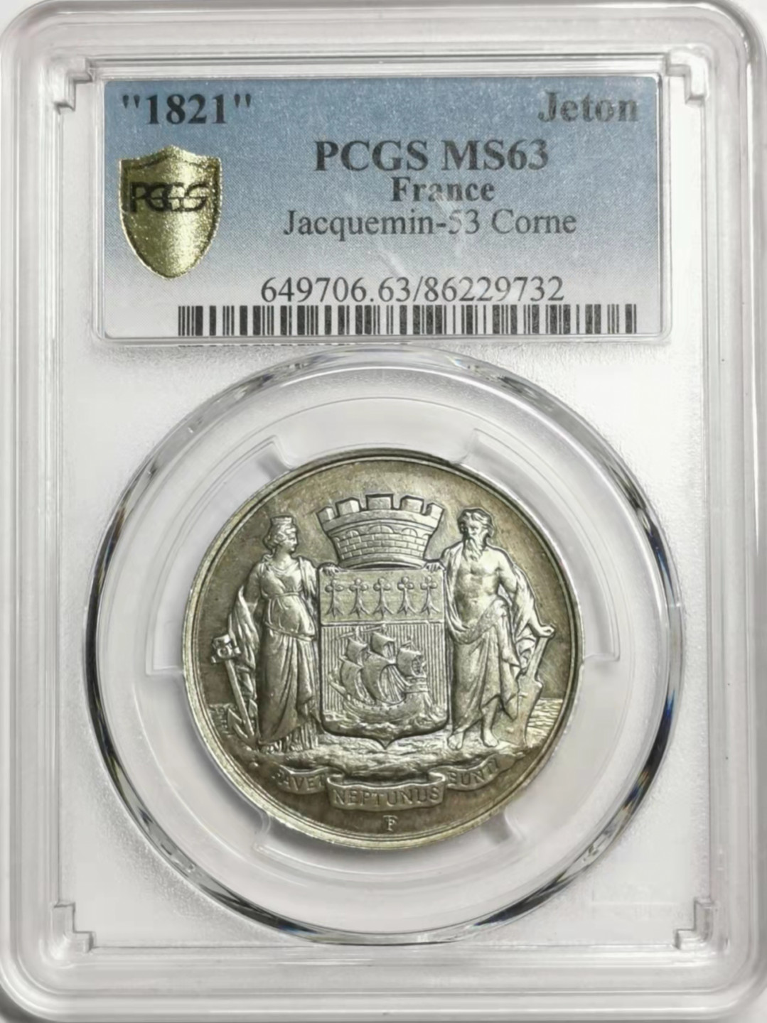 凡希社世界钱币微拍第一百七十八期 1821法国银jeton PCGS-MS63