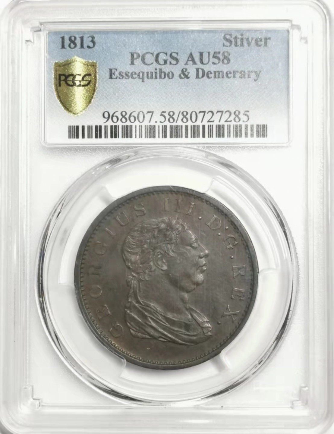 凡希社世界钱币微拍第一百七十八期 1813艾斯奎波stiver大铜PCGS-AU58