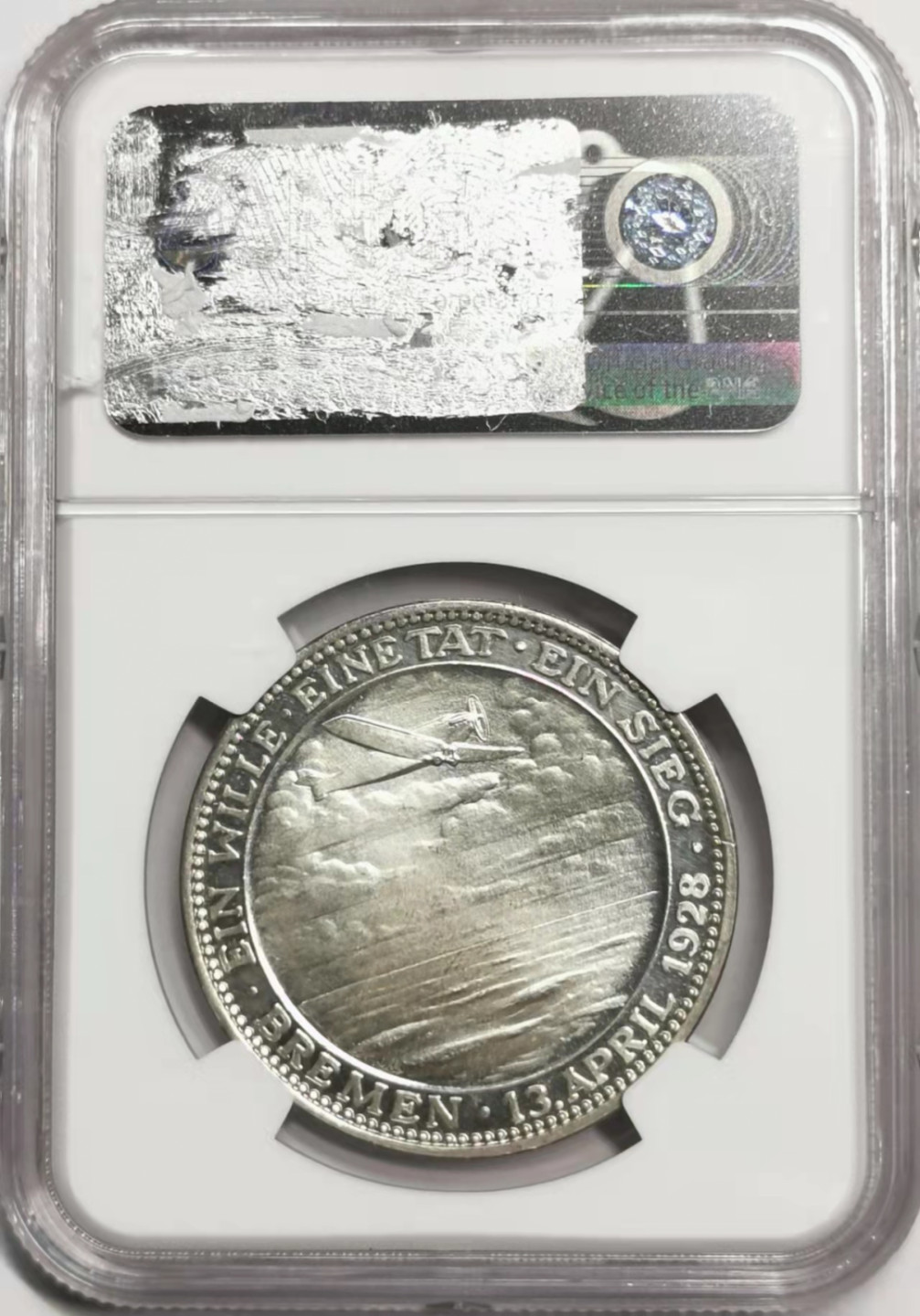 凡希社世界钱币微拍第一百七十八期 1928德国飞越大西洋纪念银章NGC-MS63
