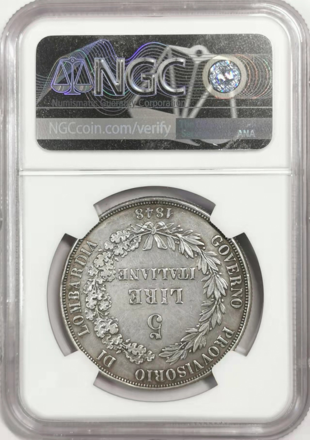 凡希社世界钱币微拍第一百七十八期 1848伦巴第5里拉大银NGC-AUD