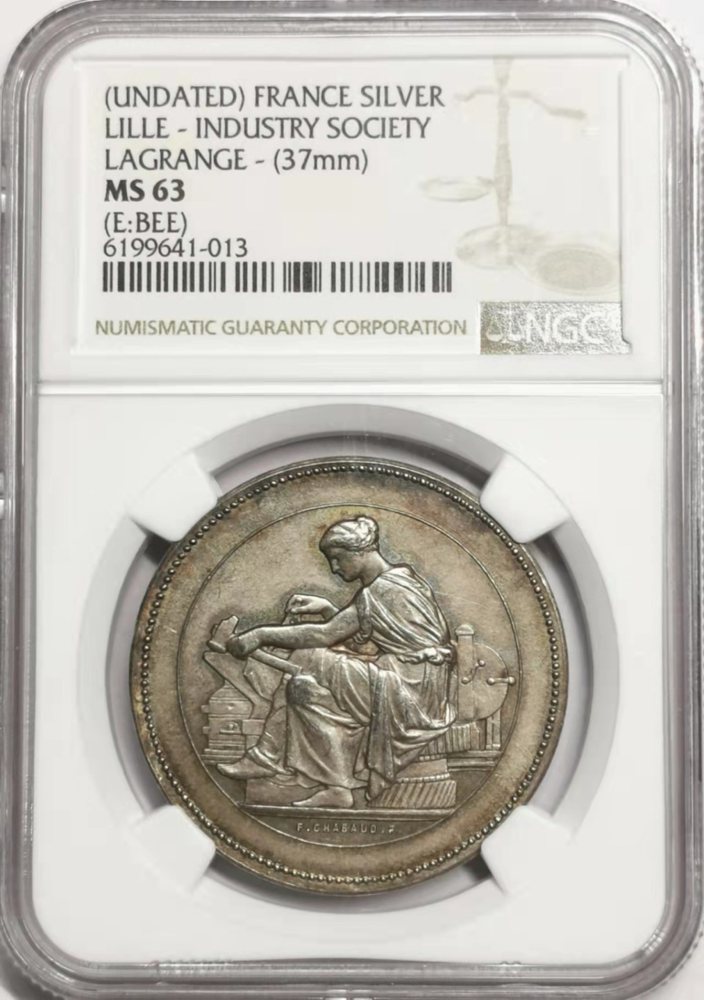 凡希社世界钱币微拍第一百七十八期 十九世纪法国里尔工业联合会纪念银章NGC-MS63