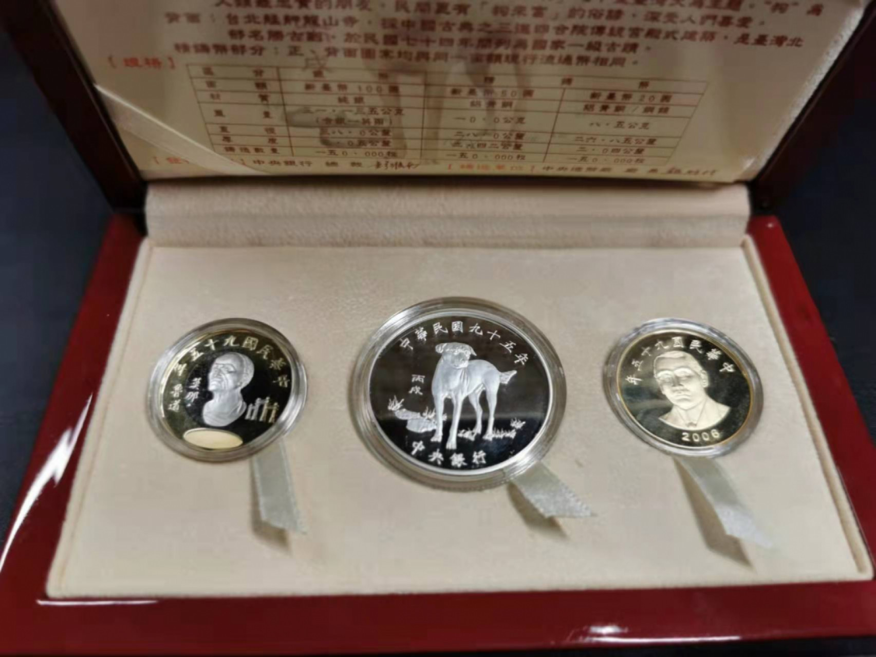 凡希社世界钱币微拍第一百七十八期 2006台湾生肖狗精铸PS三枚原盒全品