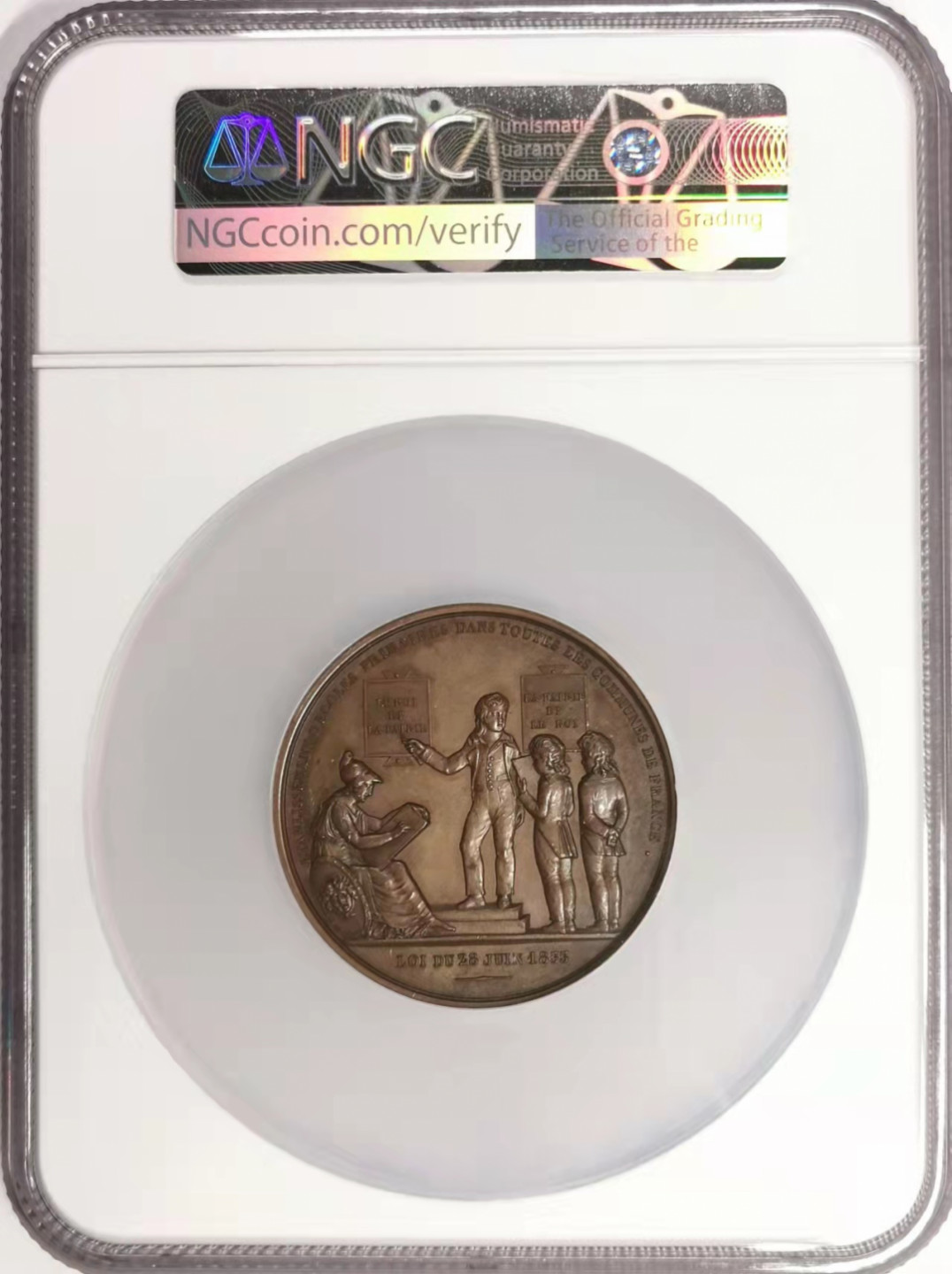 凡希社世界钱币微拍第一百七十八期 1842法国巴黎初级学校纪念大铜章NGC-MS63