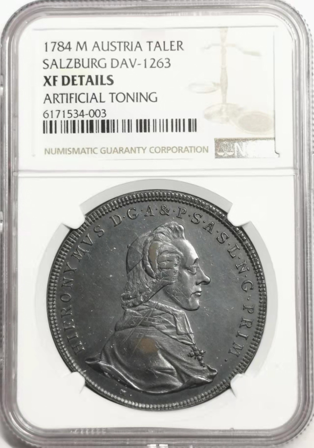 凡希社世界钱币微拍第一百七十八期 1784萨尔茨堡主教区泰勒大银NGC-XFD