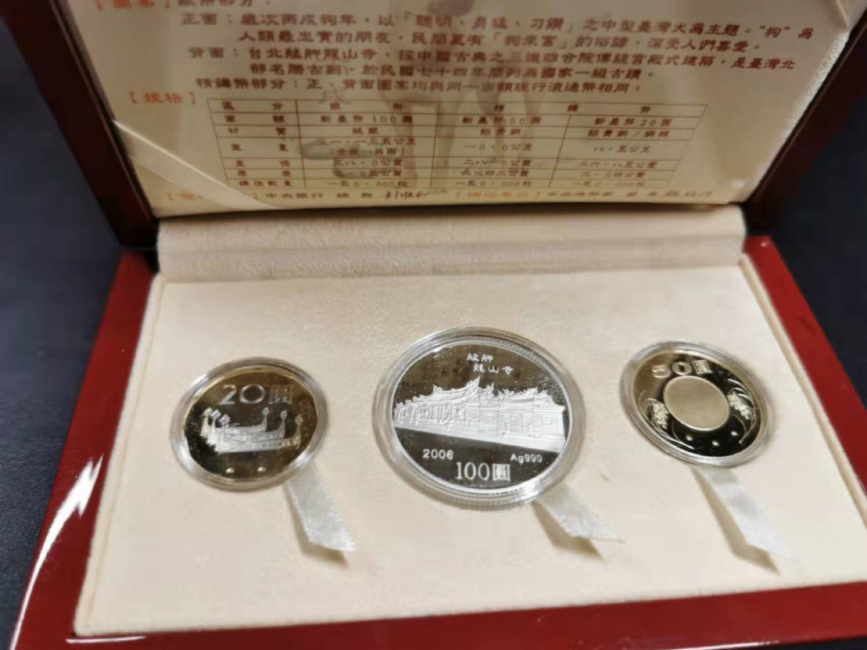 凡希社世界钱币微拍第一百七十八期 2006台湾生肖狗精铸PS三枚原盒全品