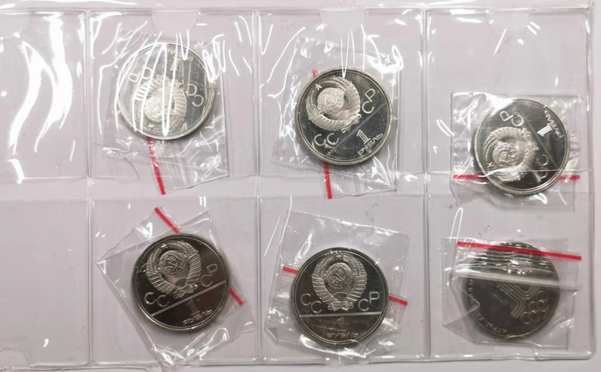 凡希社世界钱币微拍第一百七十八期 1980苏联奥运精铸卢布六枚带原盒好品