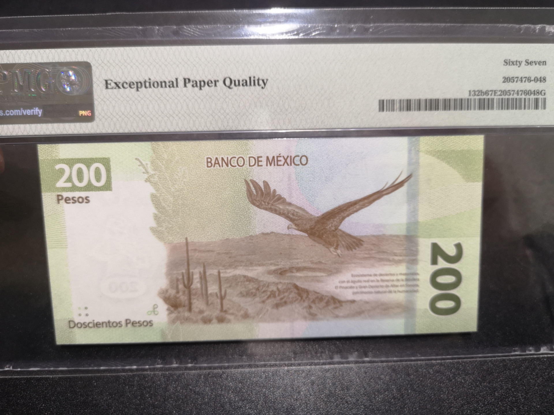 《外钞收藏家》第一百四十七期拍卖连拍第一场（98件） 2019年墨西哥200比索 无47 PMG67 尾88